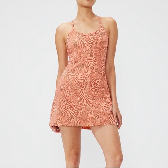 Outdoor Voices Dresses & Skirts - Outdoor Voices, Exercise Dress in Melon Zebra Print, Built-in Shorts, Size M